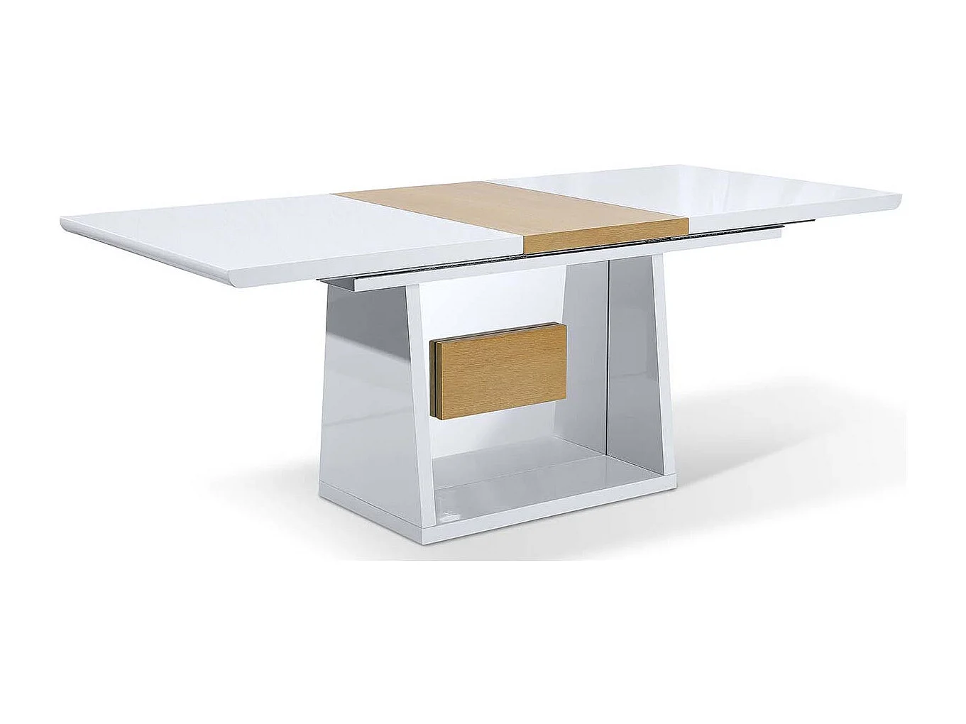 Table à manger extensible bois/laqué MANDY- Chêne/Blanc - Blanc