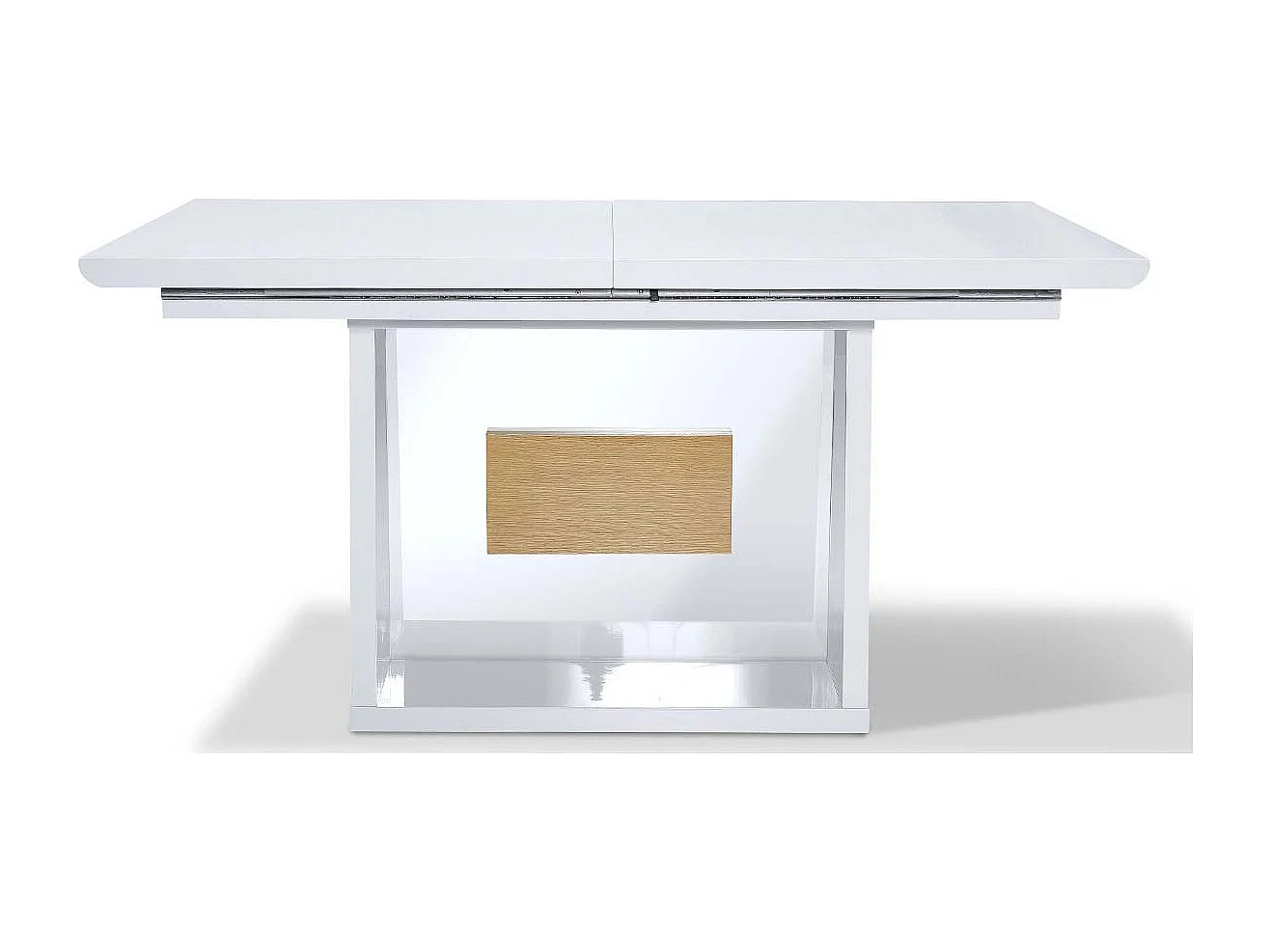 Table à manger extensible bois/laqué MANDY- Chêne/Blanc - Blanc