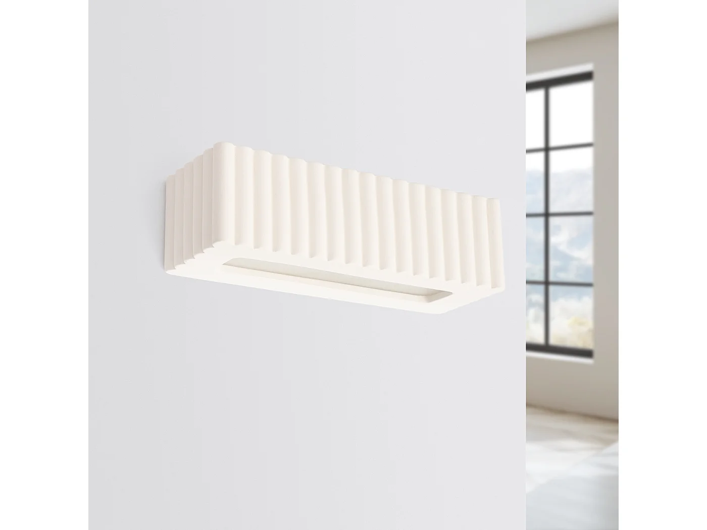 Lámpara de pared Rigata moderno de cerámica - 1 fuentes luminosas - L.34 x A.10 cm - blanco