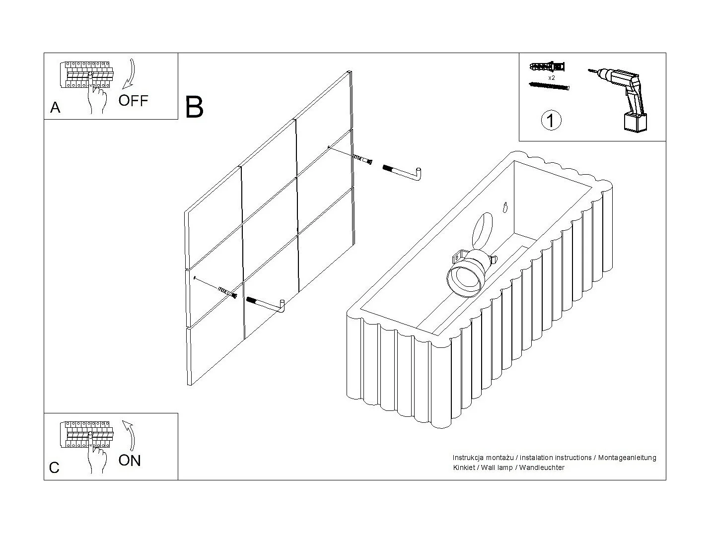 Lámpara de pared Rigata moderno de cerámica - 1 fuentes luminosas - L.34 x A.10 cm - blanco