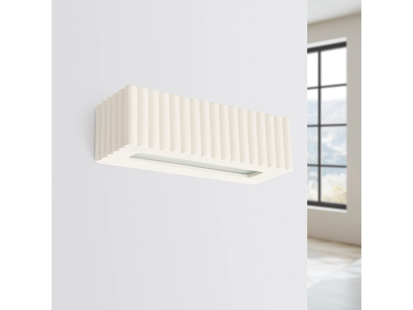 Lámpara de pared Rigata moderno de cerámica - 1 fuentes luminosas - L.34 x A.10 cm - beige
