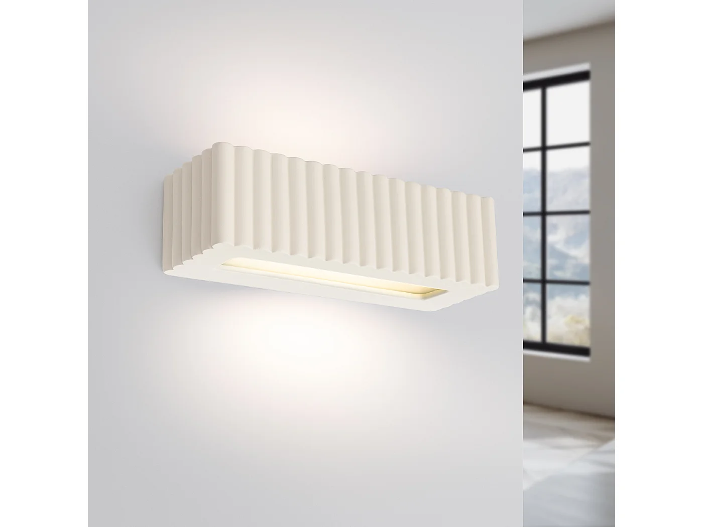 Lámpara de pared Rigata moderno de cerámica - 1 fuentes luminosas - L.34 x A.10 cm - beige