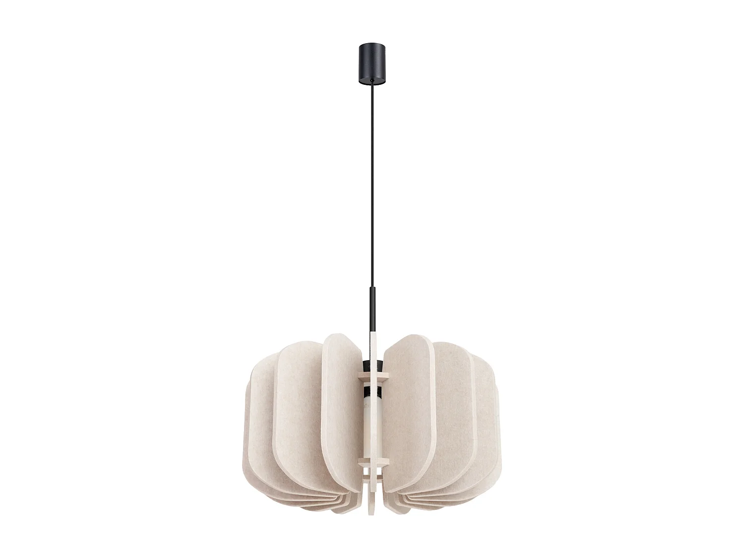 Lámpara colgante Mula moderno de fieltro/acero - 1 fuentes luminosas - L.45 x A.146 cm - beige/negro
