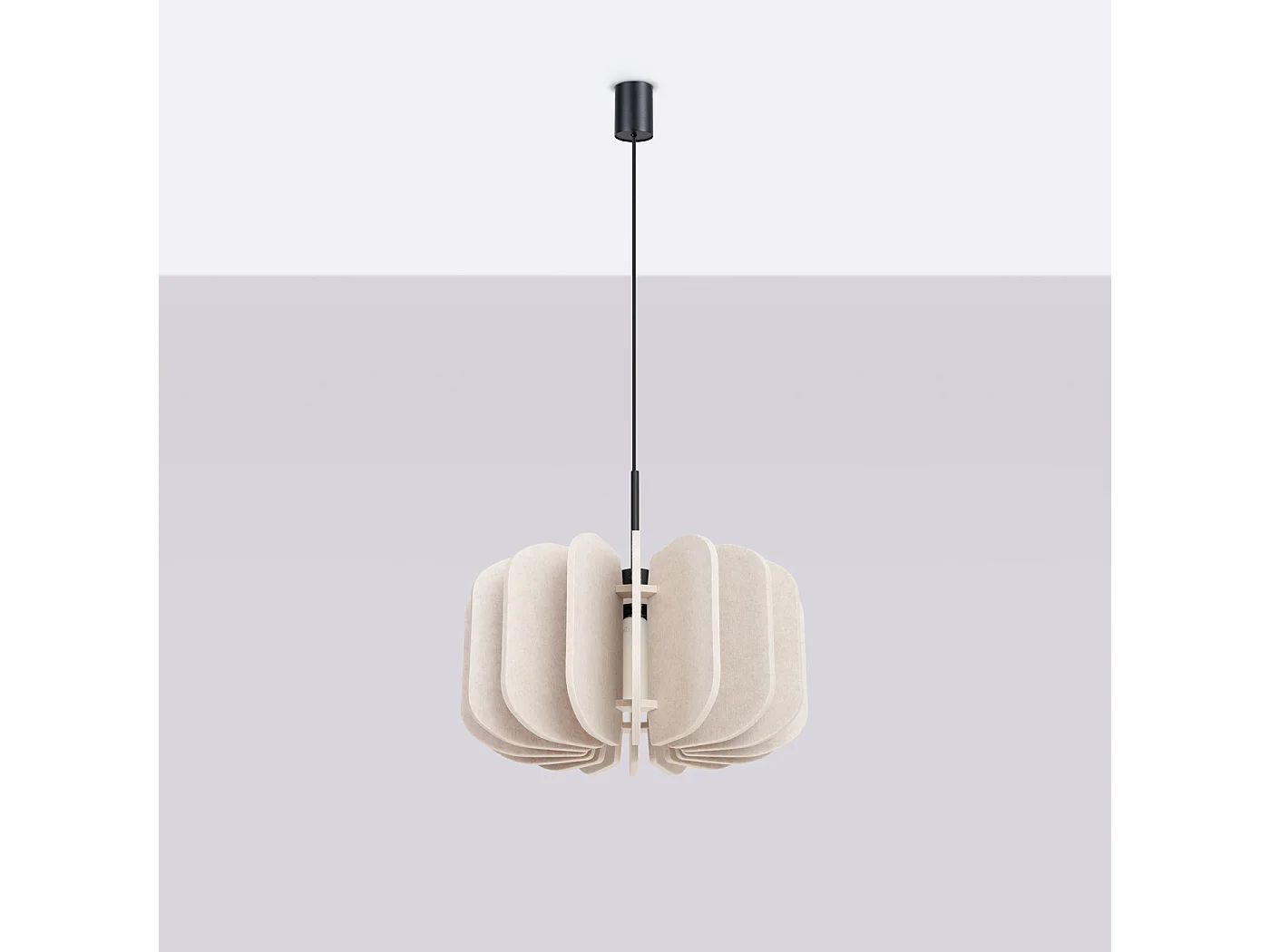 Lámpara colgante Mula moderno de fieltro/acero - 1 fuentes luminosas - L.45 x A.146 cm - beige/negro