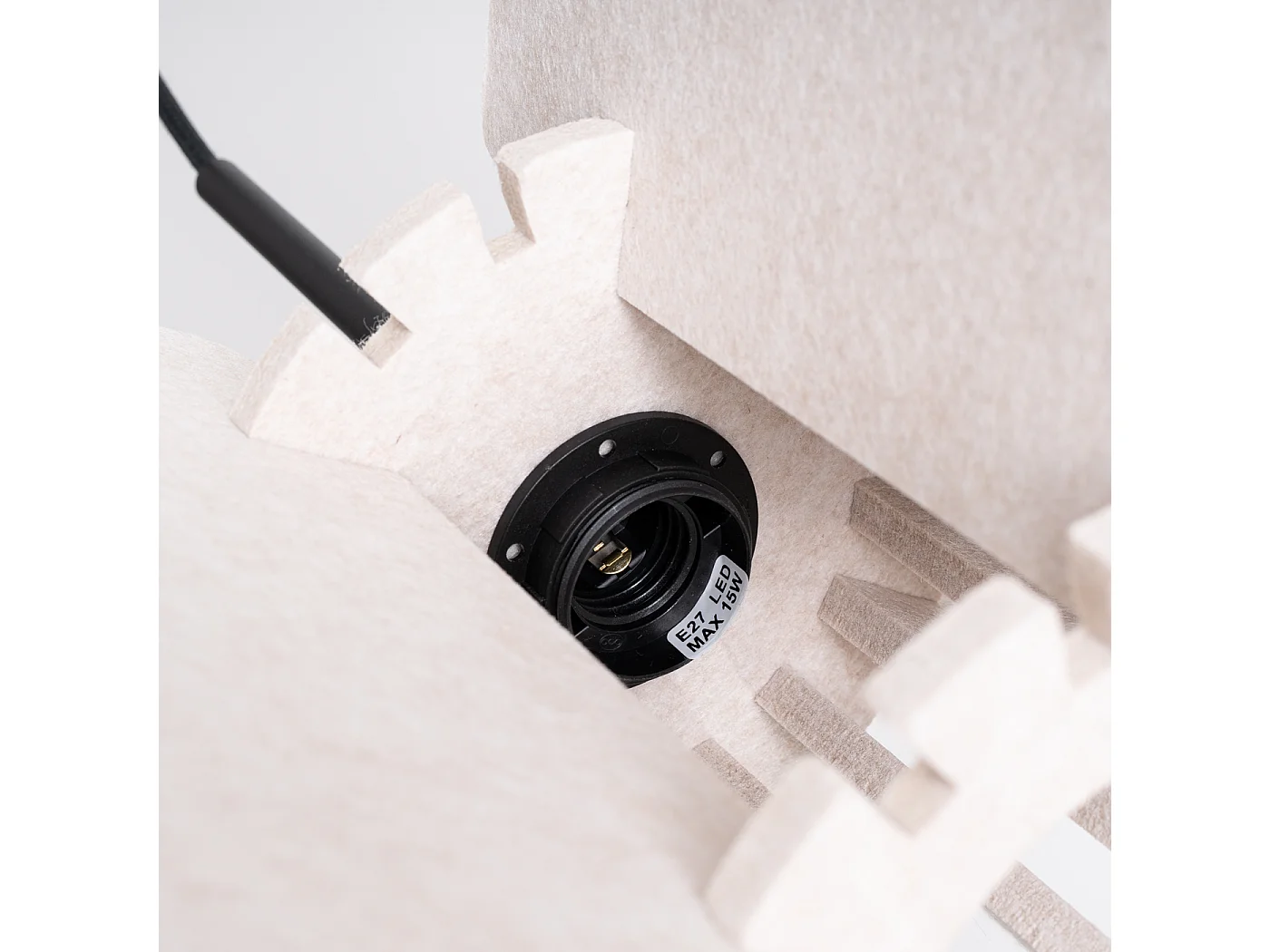 Lámpara colgante Mula moderno de fieltro/acero - 1 fuentes luminosas - L.45 x A.146 cm - beige/negro