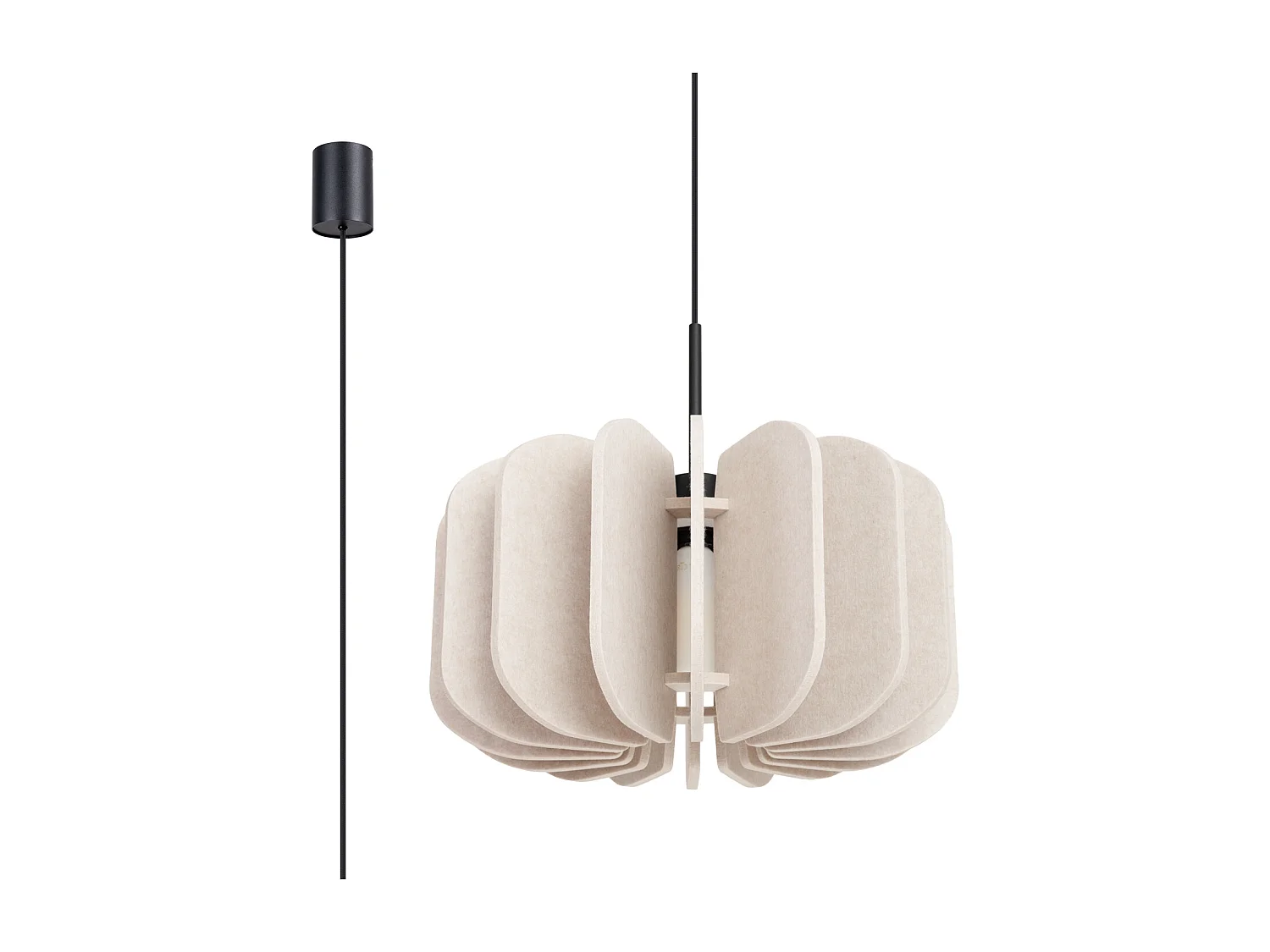 Hanglamp Mula modern van  - 1 lichtbronnen - L.45 x H.146 cm - beige/zwart