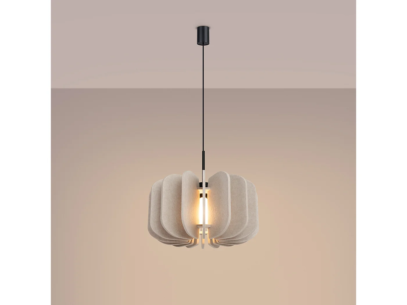 Hanglamp Mula modern van  - 1 lichtbronnen - L.45 x H.146 cm - beige/zwart