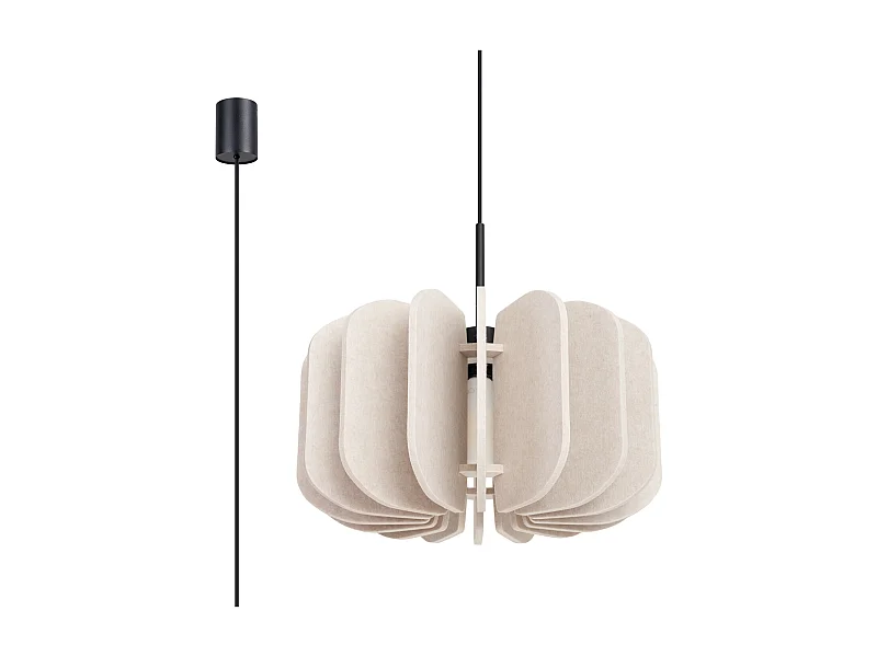 Lampa wisząca nowoczesny Mula, filc/stal - 1 źródło - L.45 x H.146 cm - beżowy/czarny