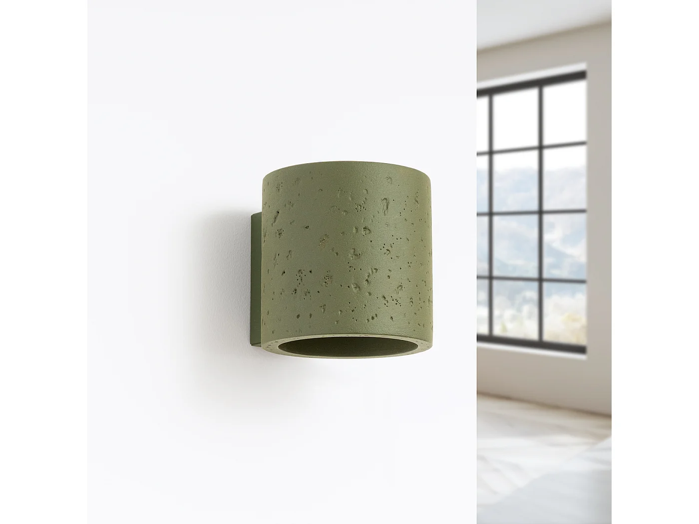 Wandleuchte Orbis Industrie aus  Beton - 1 lichtquellen - L.10 x H. cm - olivgrün