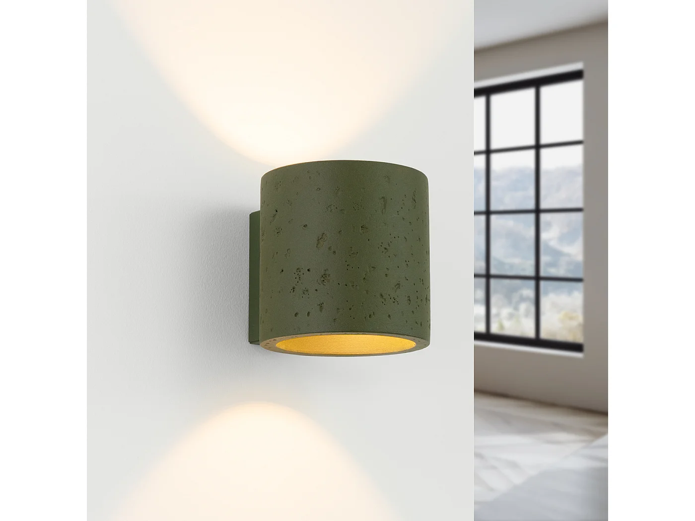 Wandleuchte Orbis Industrie aus  Beton - 1 lichtquellen - L.10 x H. cm - olivgrün
