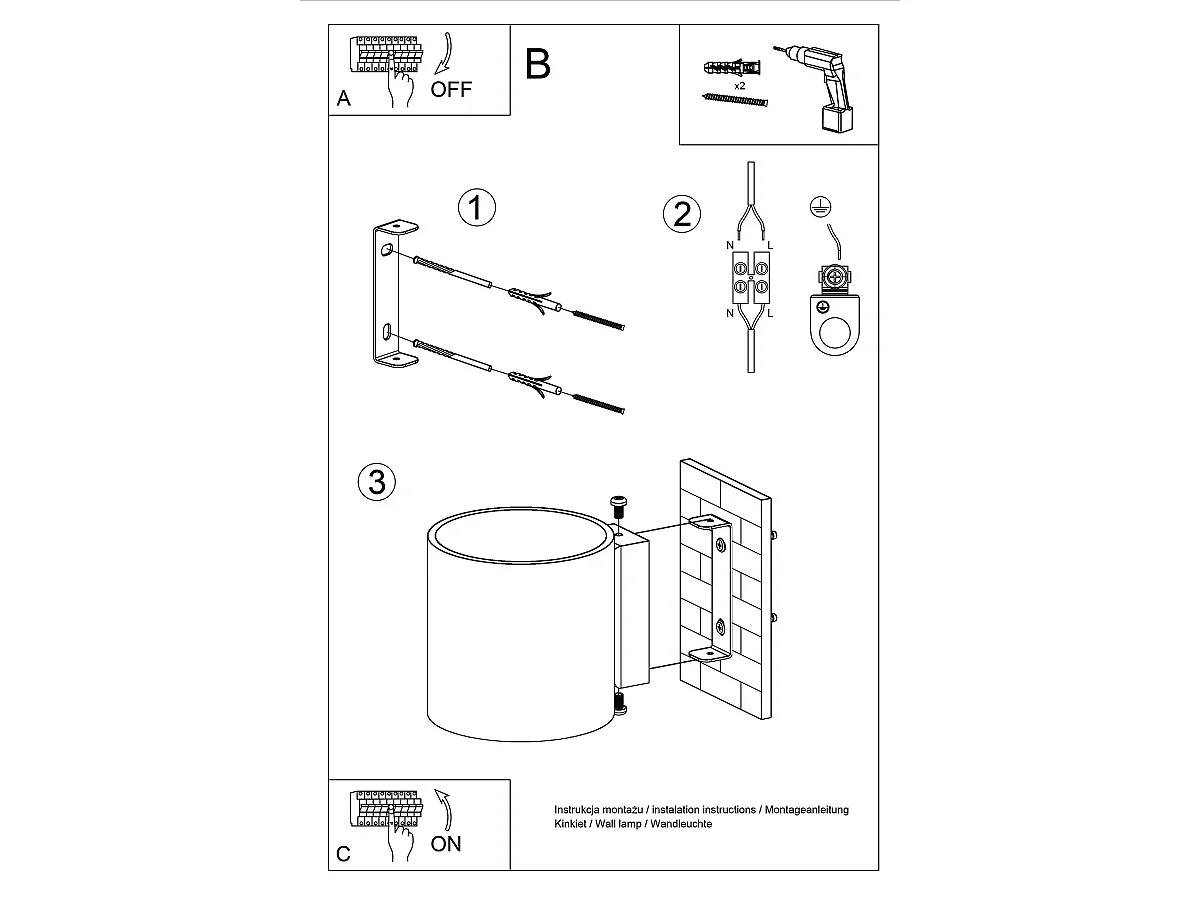 Wandleuchte Orbis Industrie aus  Beton - 1 lichtquellen - L.10 x H. cm - olivgrün