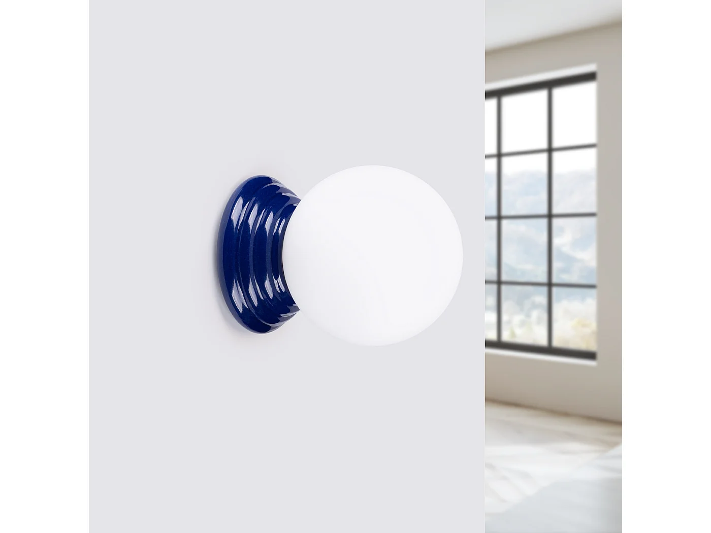 Lámpara de pared Zori minimalista de cerámica/vidrio vidriado - 1 fuentes luminosas - L.12 x A.12 cm - ultramarino