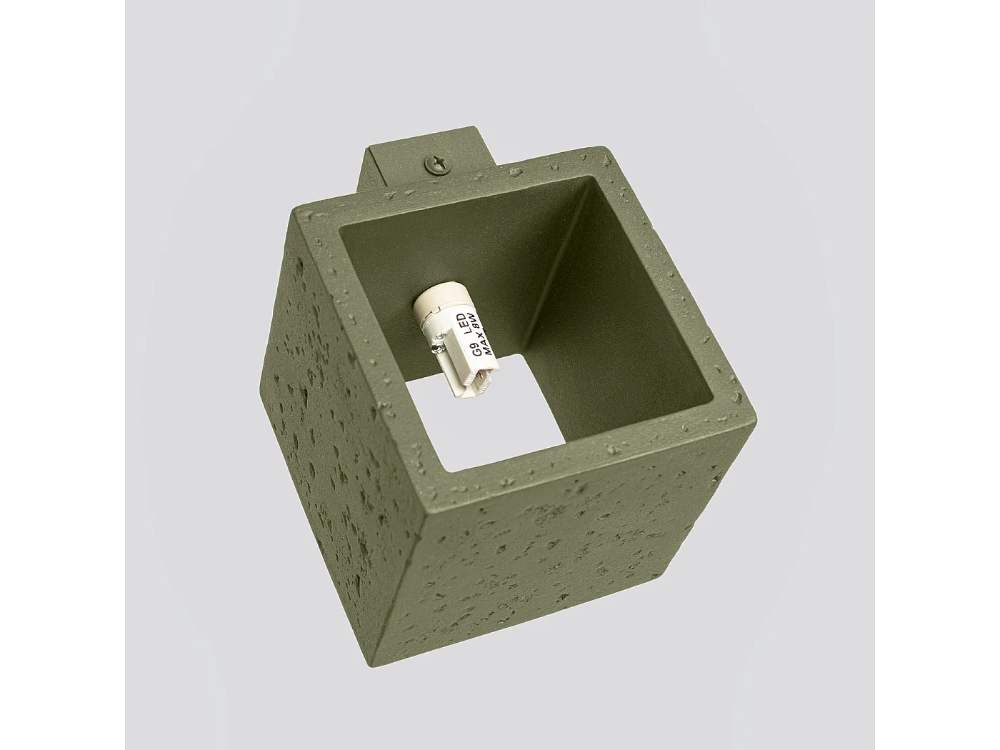 Applique industriel en béton - 1 sources lumineuses - L.10 x H.10 cm - vert olive