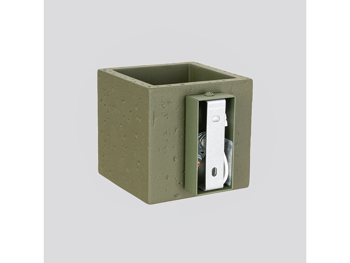Applique industriel en béton - 1 sources lumineuses - L.10 x H.10 cm - vert olive