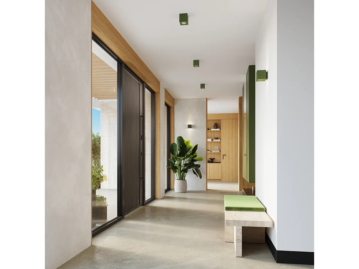 Applique industriel en béton - 1 sources lumineuses - L.10 x H.10 cm - vert olive