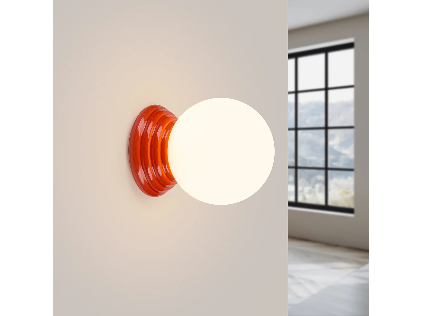 Lámpara de pared Zori minimalista de cerámica/vidrio vidriado - 1 fuentes luminosas - L.12 x A.12 cm - durazno