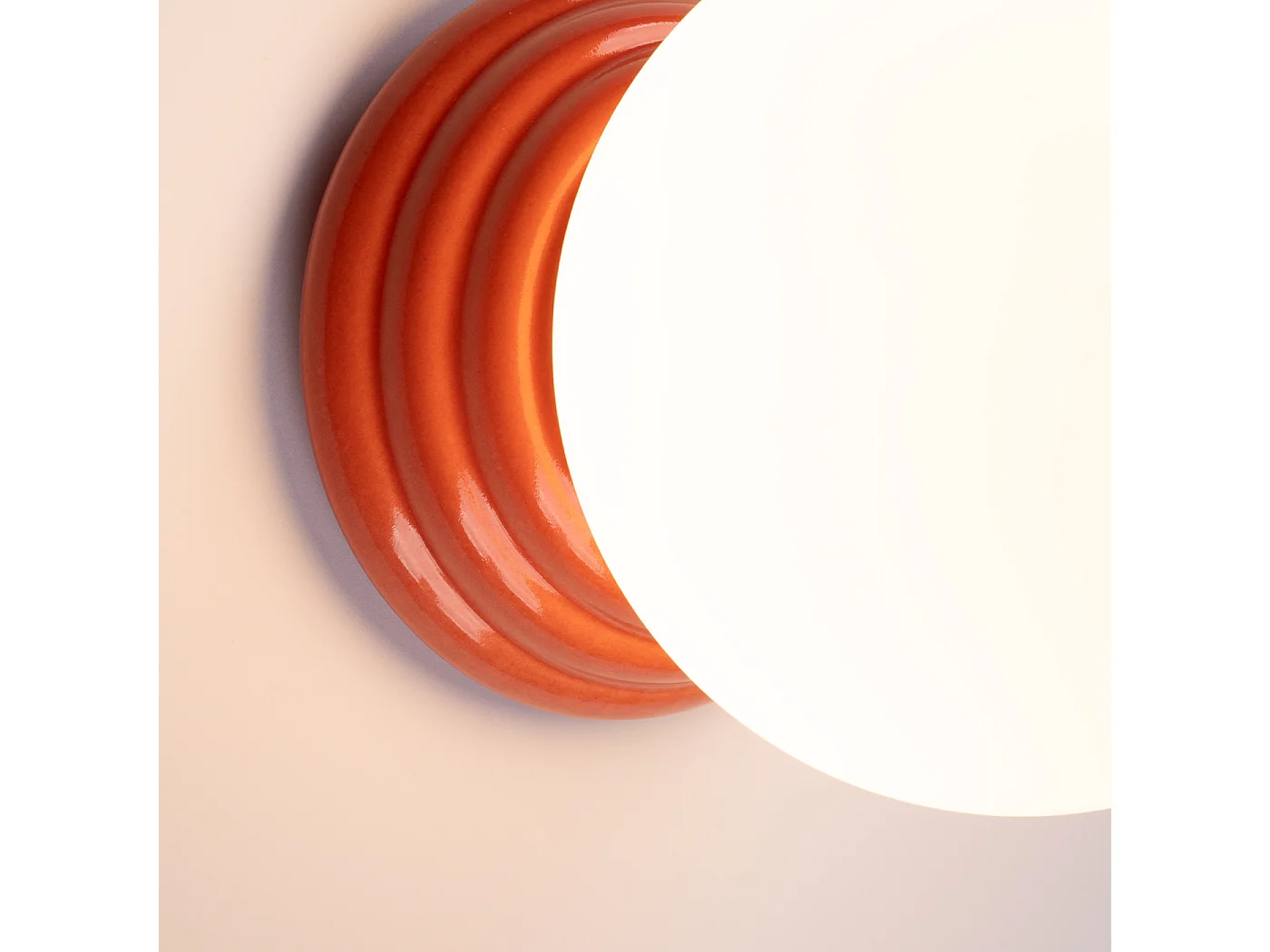 Lámpara de pared Zori minimalista de cerámica/vidrio vidriado - 1 fuentes luminosas - L.12 x A.12 cm - durazno