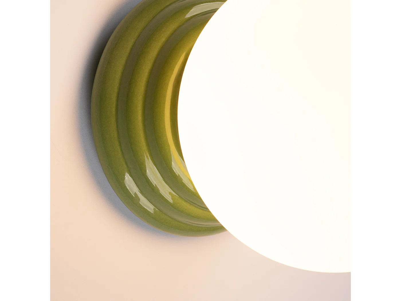 Lámpara de pared Zori minimalista de cerámica/vidrio vidriado - 1 fuentes luminosas - L.12 x A.12 cm - verde oliva