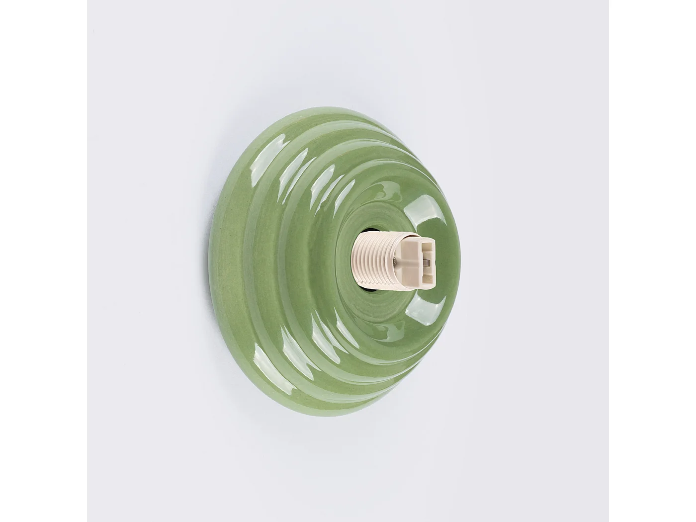 Lámpara de pared Zori minimalista de cerámica/vidrio vidriado - 1 fuentes luminosas - L.12 x A.12 cm - verde oliva