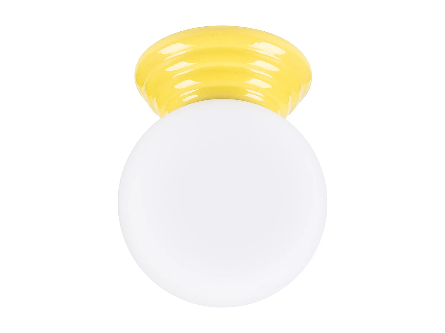 Applique minimaliste en céramique émaillée/verre - 1 sources lumineuses - L.12 x H.12 cm - jaune