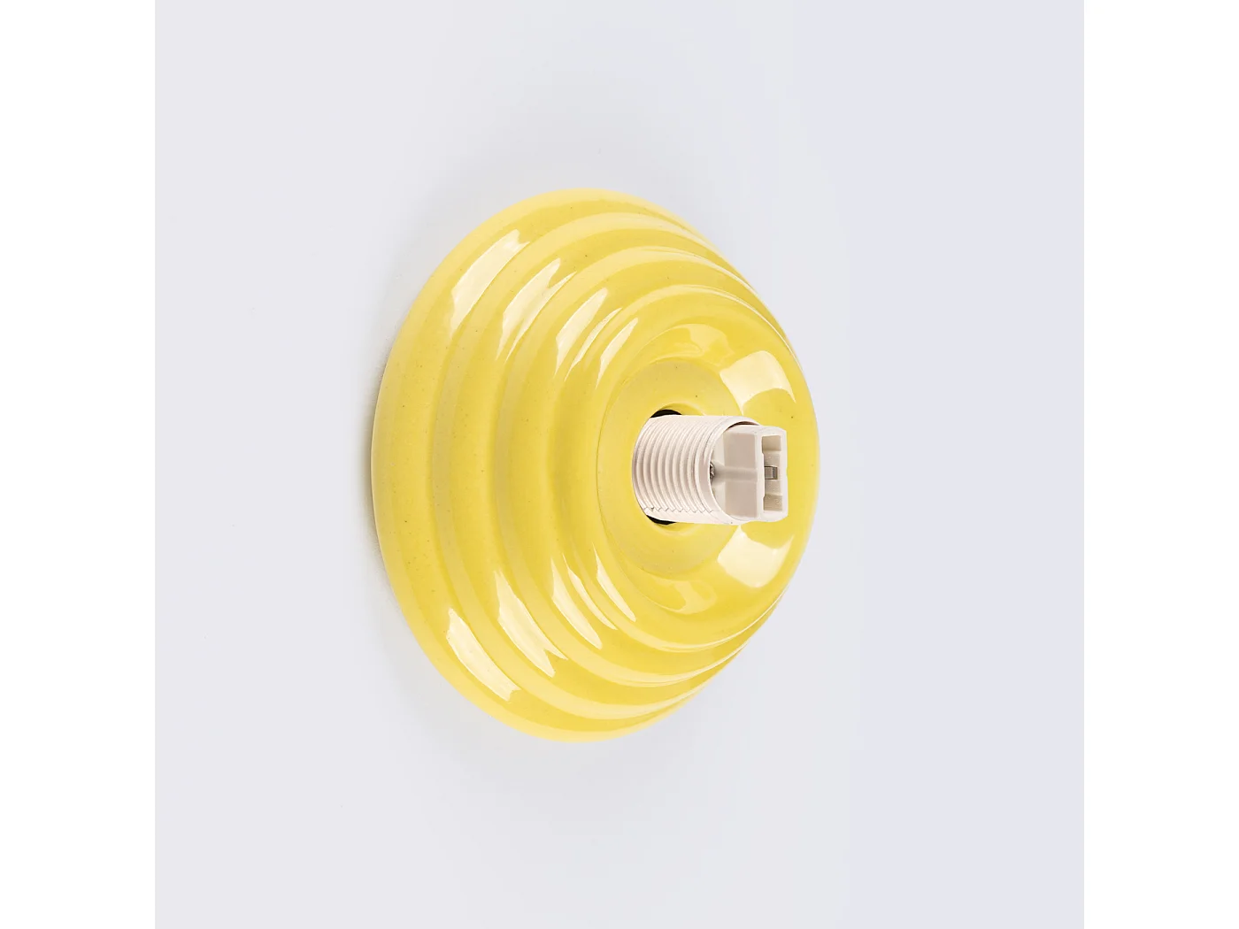 Applique minimaliste en céramique émaillée/verre - 1 sources lumineuses - L.12 x H.12 cm - jaune