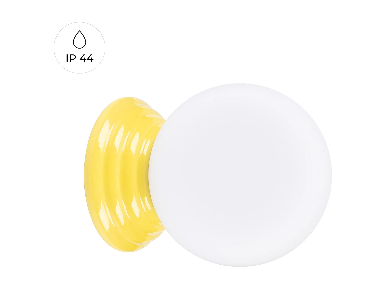 Applique minimaliste en céramique émaillée/verre - 1 sources lumineuses - L.12 x H.12 cm - jaune