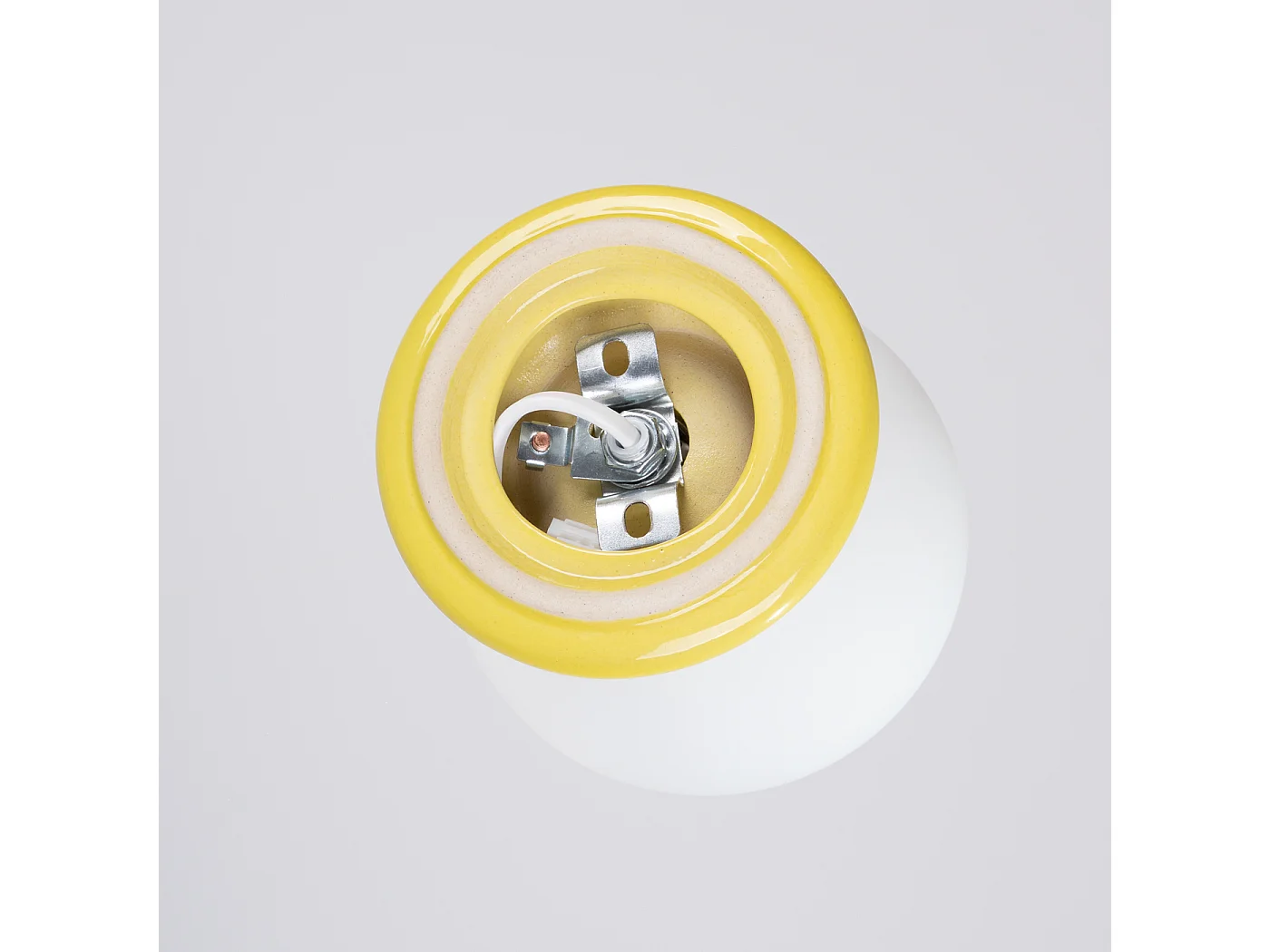 Applique minimaliste en céramique émaillée/verre - 1 sources lumineuses - L.12 x H.12 cm - jaune