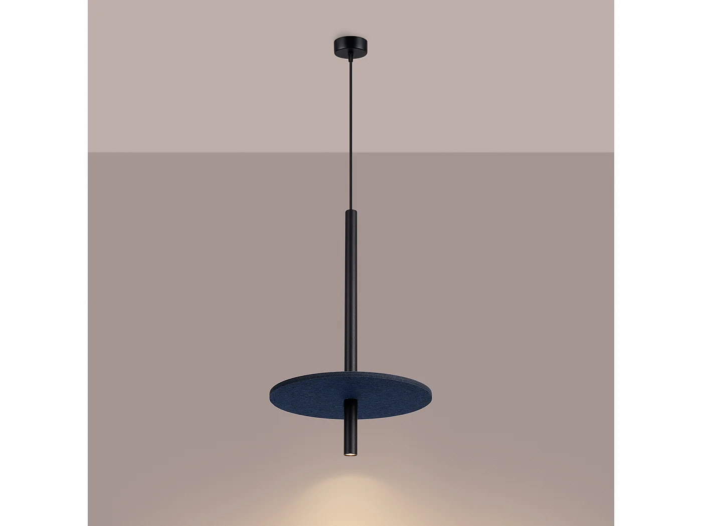 Lámpara colgante Feltro moderno de fieltro/acero - 1 fuentes luminosas - L.30 x A.126 cm - azul marino/negro