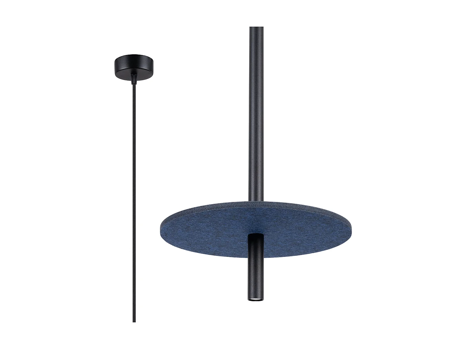 Lampe suspendue moderne en feutre/acier - 1 sources lumineuses - L.30 x H.126 cm - bleu marine/noir