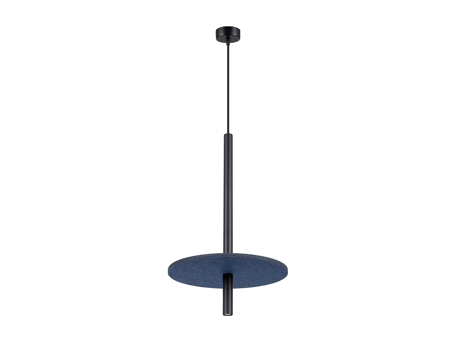 Lampe suspendue moderne en feutre/acier - 1 sources lumineuses - L.30 x H.126 cm - bleu marine/noir