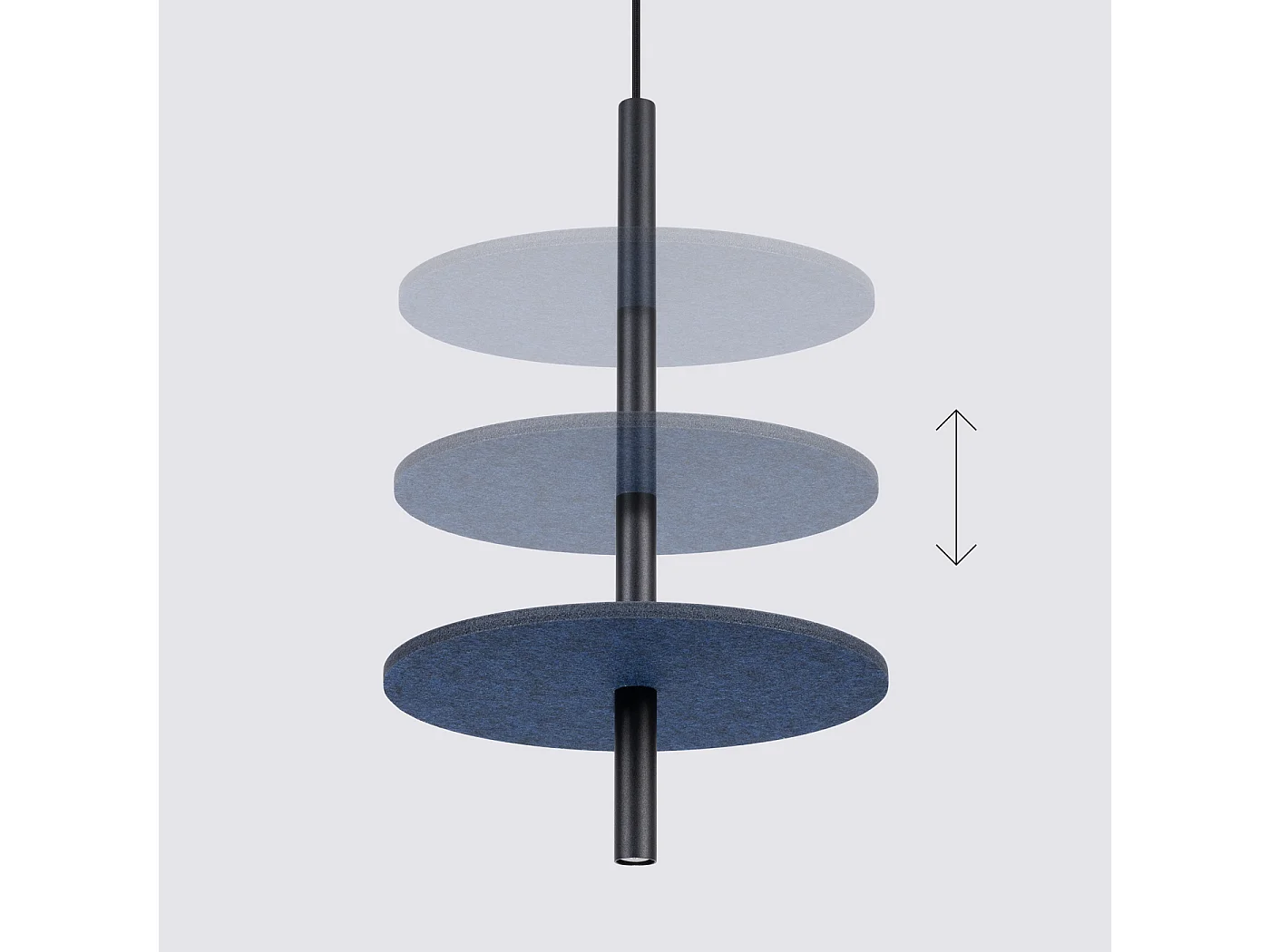 Lampe suspendue moderne en feutre/acier - 1 sources lumineuses - L.30 x H.126 cm - bleu marine/noir