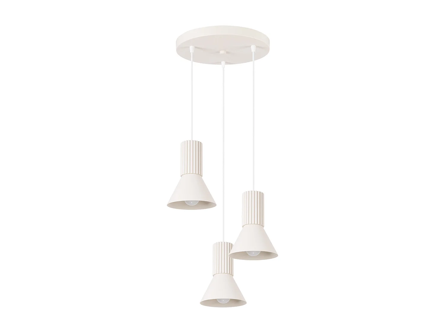 Lampe suspendue grenier en acier/aluminium - 3 sources lumineuses - L.30 x H.120 cm - beige