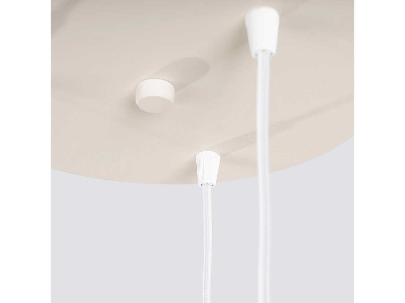 Lampe suspendue grenier en acier/aluminium - 3 sources lumineuses - L.30 x H.120 cm - beige