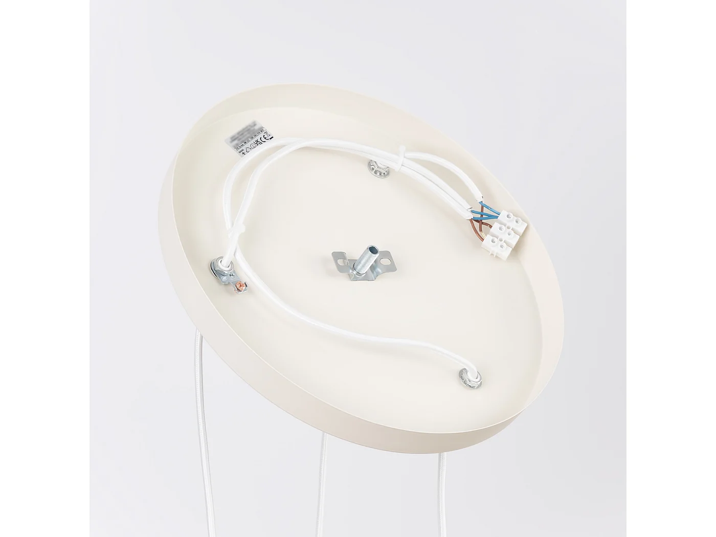 Lampe suspendue grenier en acier/aluminium - 3 sources lumineuses - L.30 x H.120 cm - beige