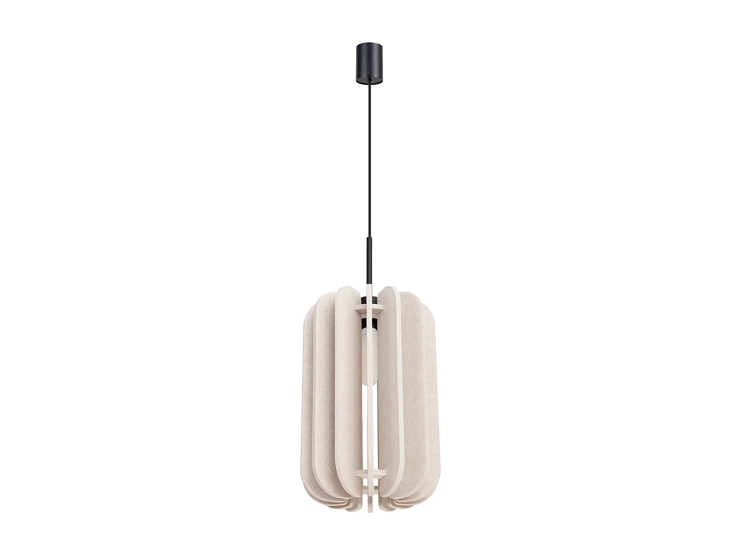 Lámpara colgante Mula moderno de fieltro/acero - 1 fuentes luminosas - L.27 x A.165 cm - beige/negro