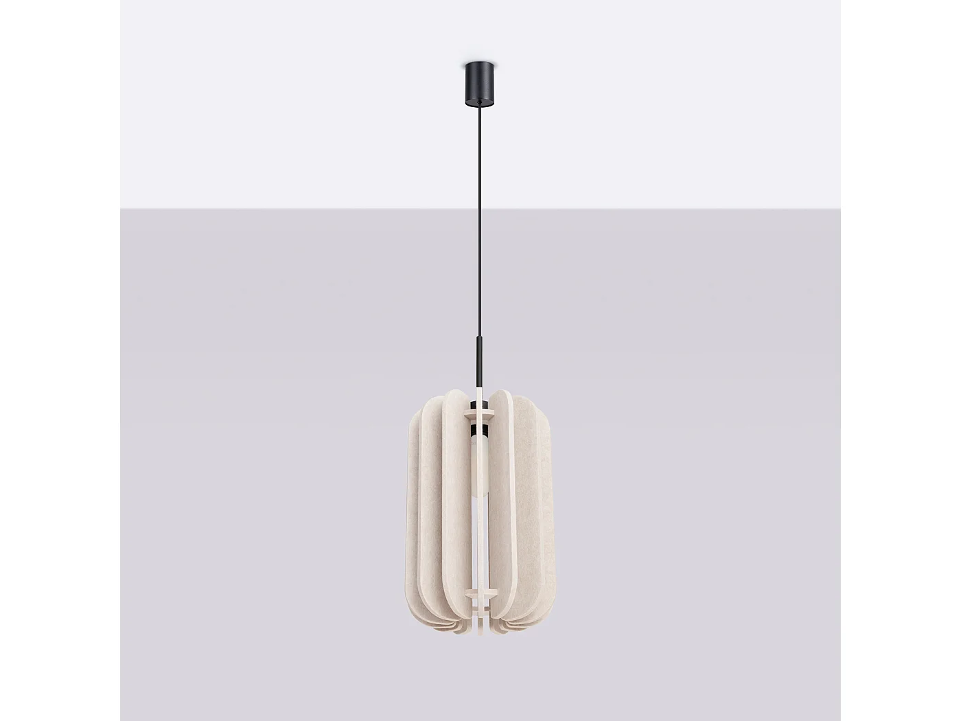 Lámpara colgante Mula moderno de fieltro/acero - 1 fuentes luminosas - L.27 x A.165 cm - beige/negro