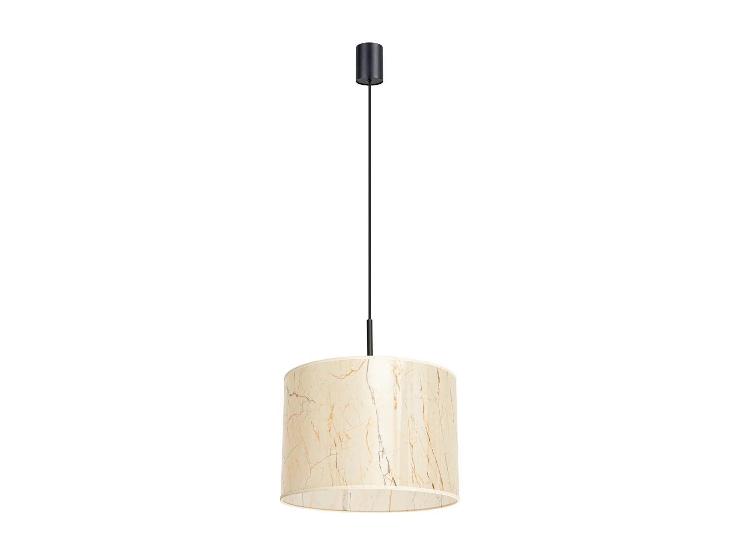 Hanglamp Nevia minimalist van  - 1 lichtbronnen - L.40 x H.137 cm - beige marmer/zwart