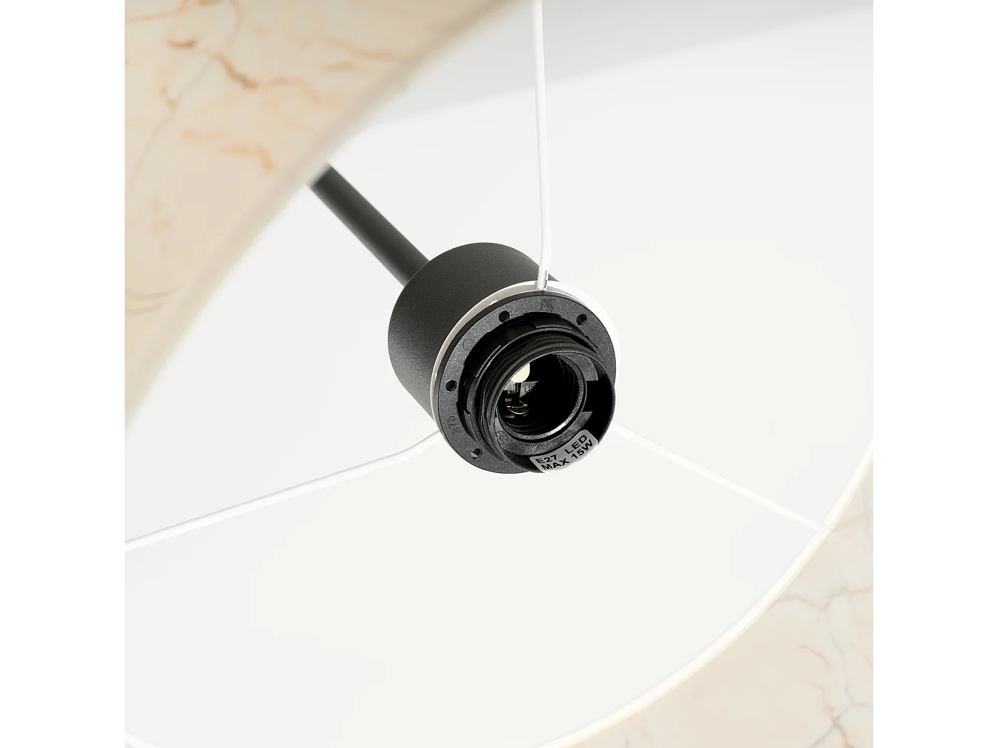 Hanglamp Nevia minimalist van  - 1 lichtbronnen - L.40 x H.137 cm - beige marmer/zwart