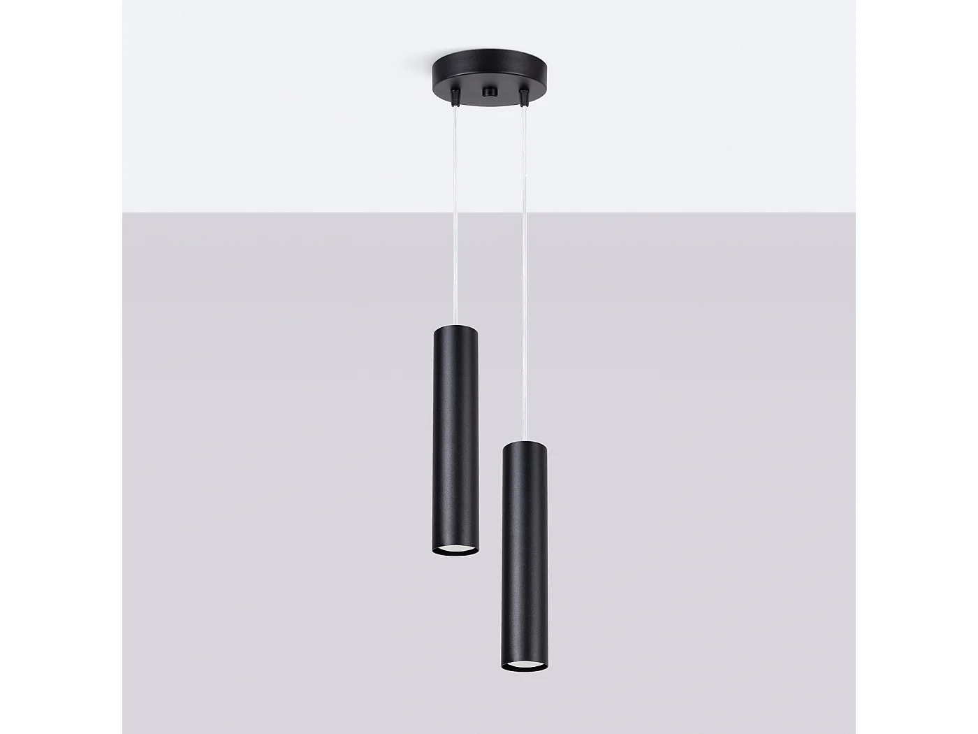 Lámpara colgante Lagos moderno de acero - 2 fuentes luminosas - L.15 x A.118 cm - negro