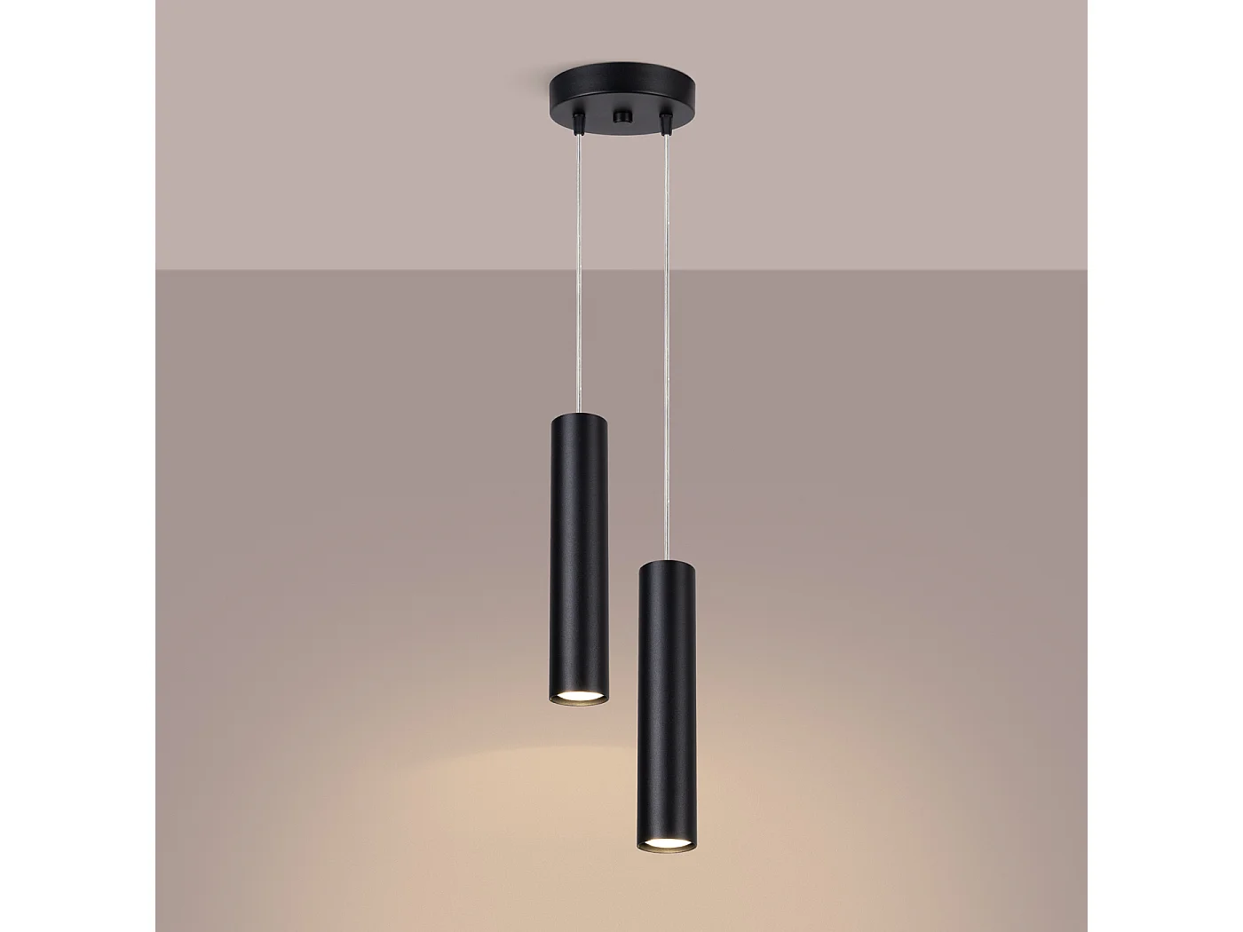 Lámpara colgante Lagos moderno de acero - 2 fuentes luminosas - L.15 x A.118 cm - negro