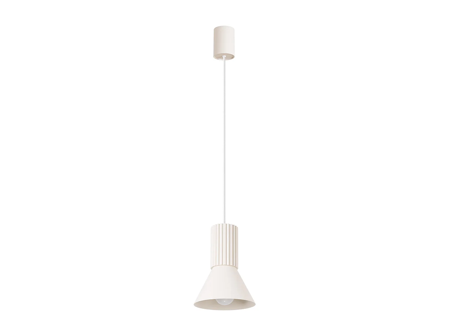 Lampa wisząca loft Estria, stal/aluminium - 1 źródło - L.14 x H.120 cm - beżowy