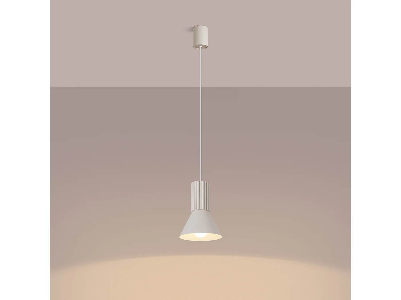 Lampa wisząca loft Estria, stal/aluminium - 1 źródło - L.14 x H.120 cm - beżowy