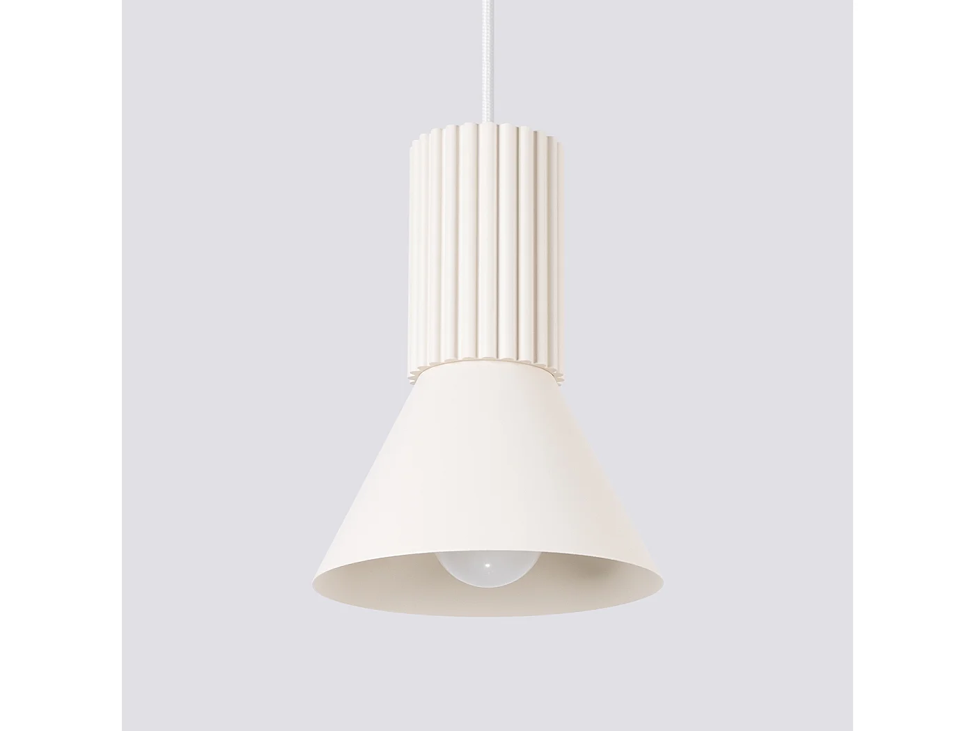 Lampa wisząca loft Estria, stal/aluminium - 1 źródło - L.14 x H.120 cm - beżowy