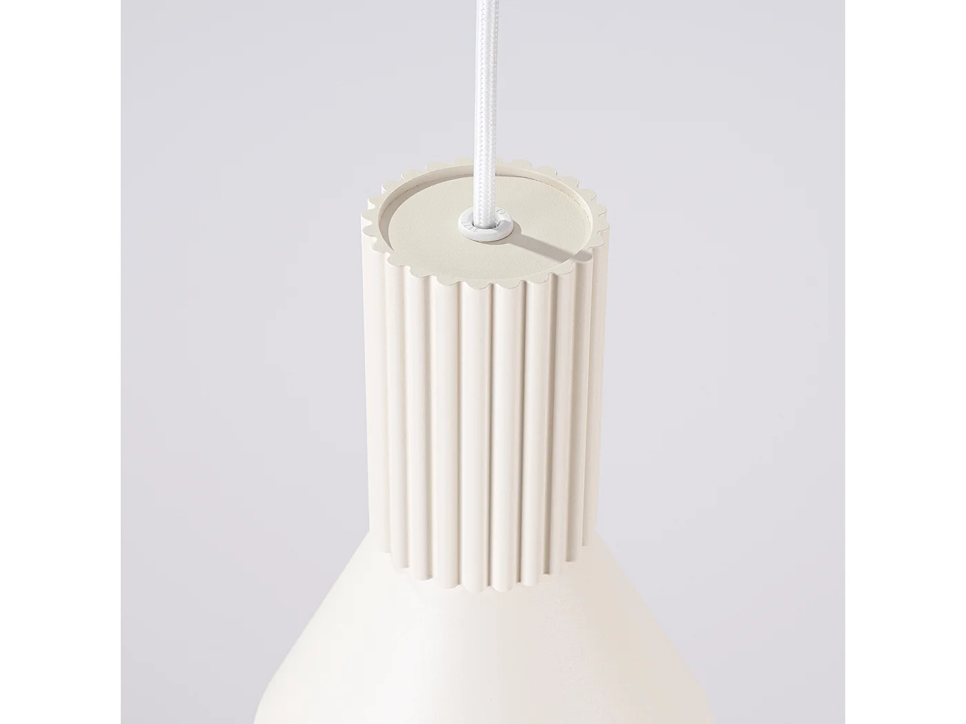 Lampa wisząca loft Estria, stal/aluminium - 1 źródło - L.14 x H.120 cm - beżowy