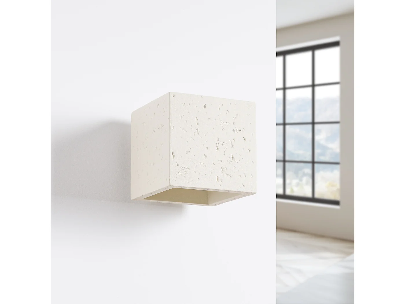 Wandleuchte Quad Industrie aus  Beton - 1 lichtquellen - L.10 x H. cm - Beige