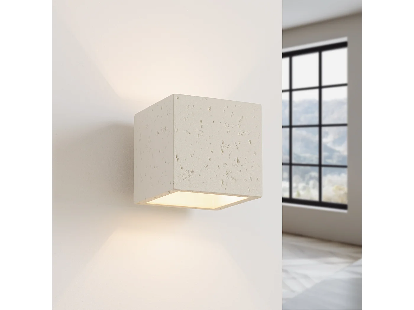 Wandleuchte Quad Industrie aus  Beton - 1 lichtquellen - L.10 x H. cm - Beige