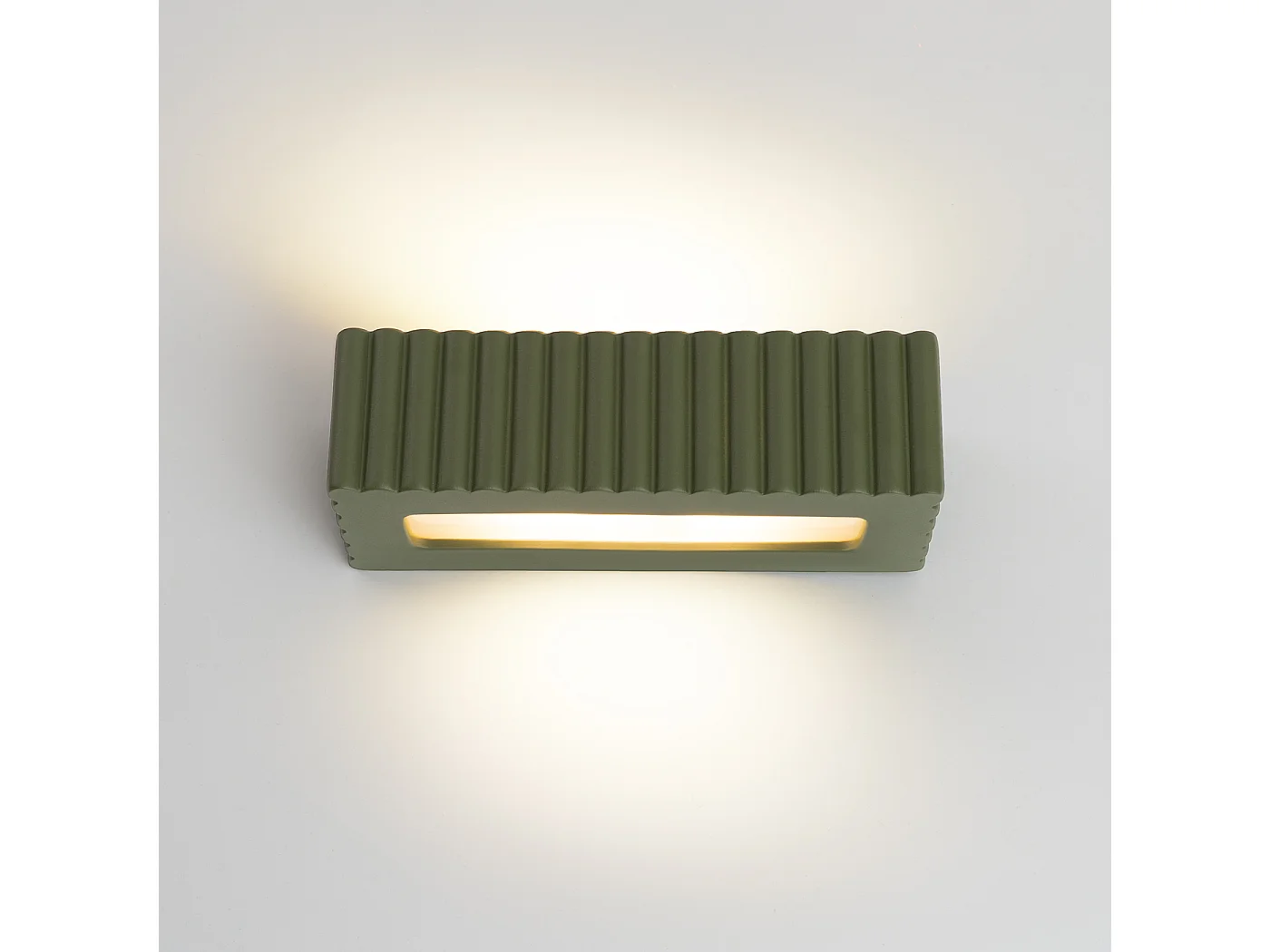 Lámpara de pared Rigata moderno de cerámica - 1 fuentes luminosas - L.34 x A.10 cm - verde oliva