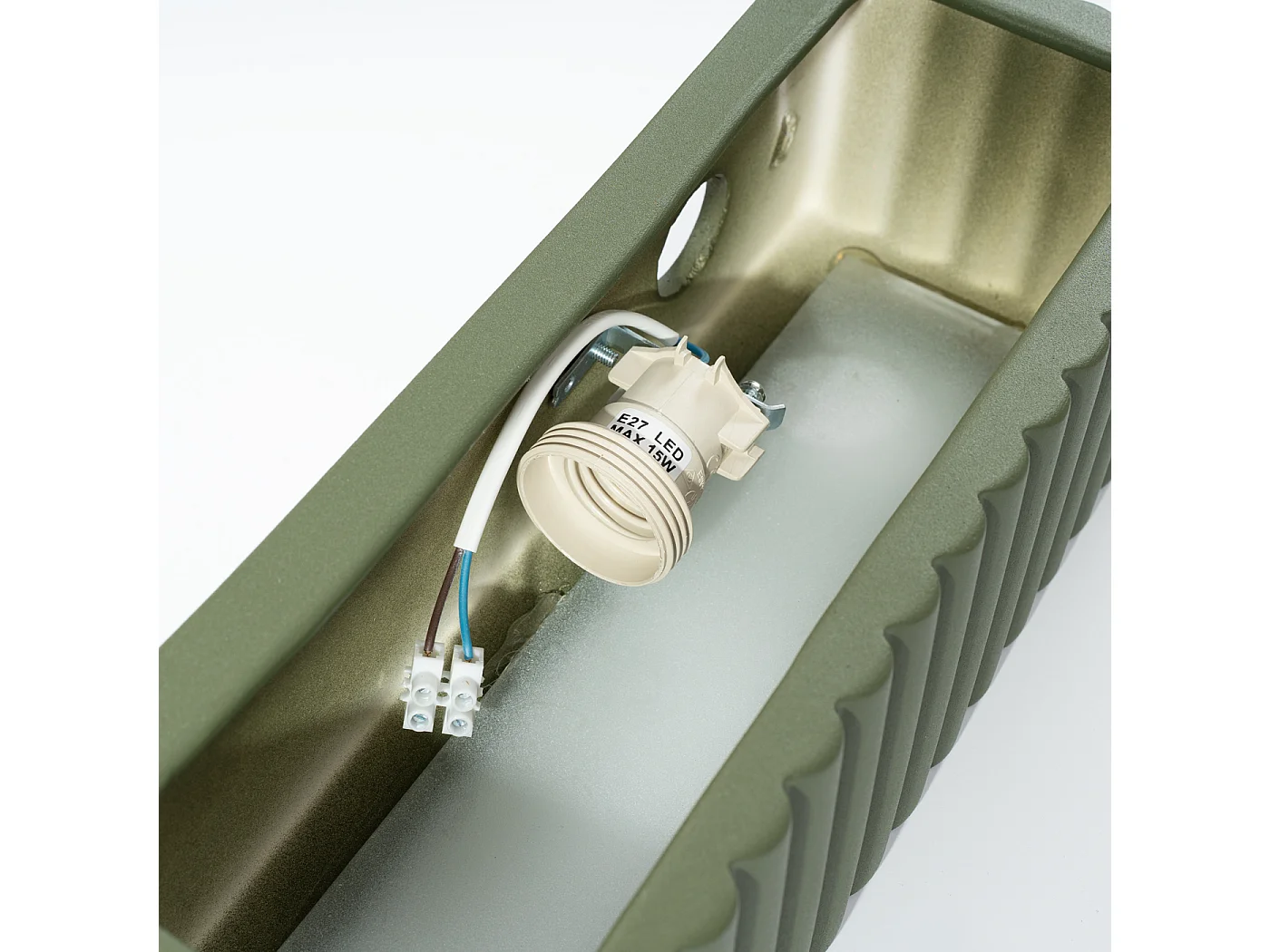 Lámpara de pared Rigata moderno de cerámica - 1 fuentes luminosas - L.34 x A.10 cm - verde oliva