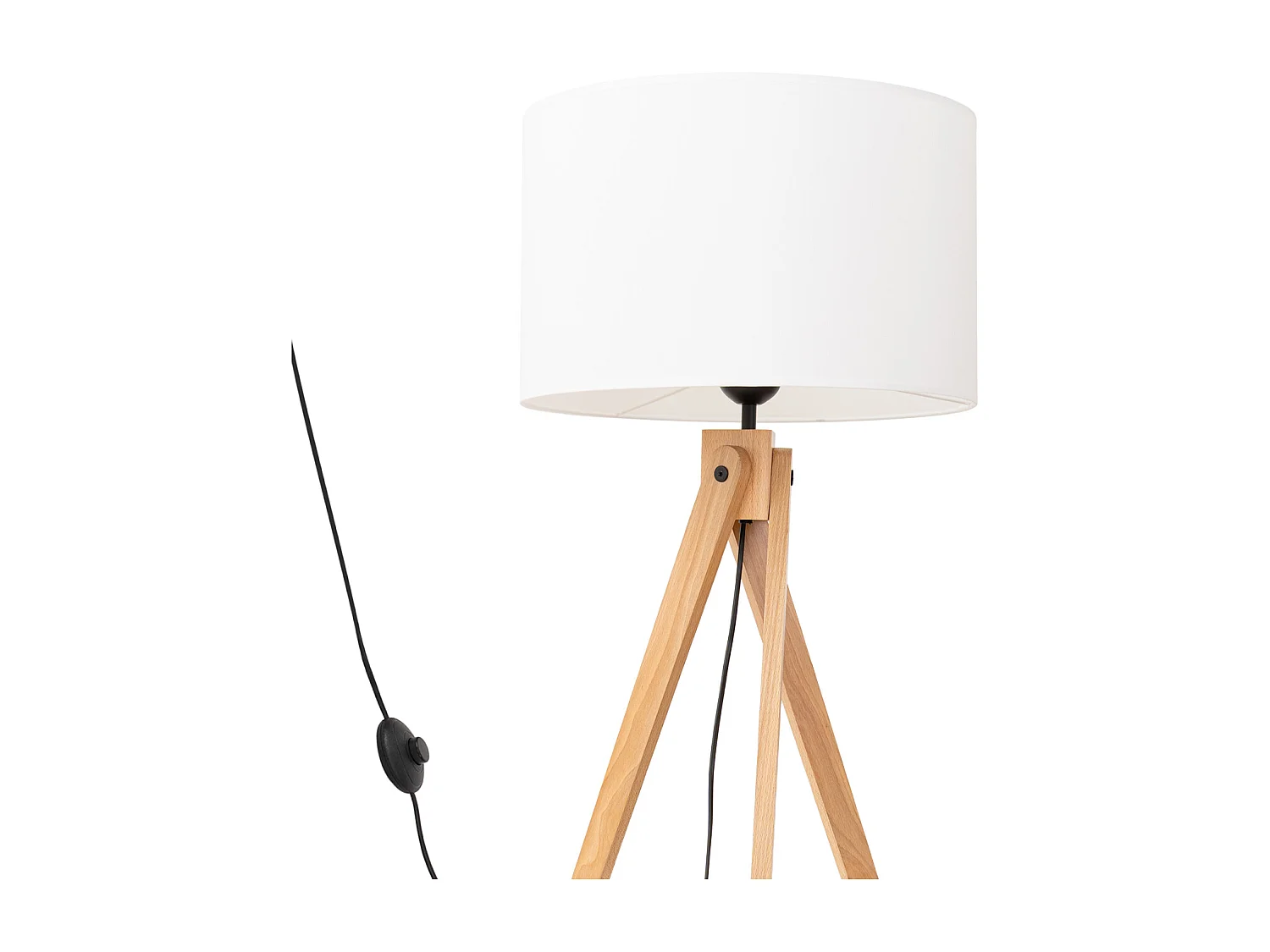 Lámpara de pie Natt moderno de tela/PVC/madera - 1 fuentes luminosas - L.77 x A.140 cm - madera blanca/natural