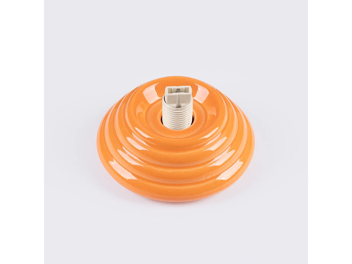 Plafonnier minimaliste en céramique émaillée/verre - 1 sources lumineuses - L.12 x H.12 cm - orange